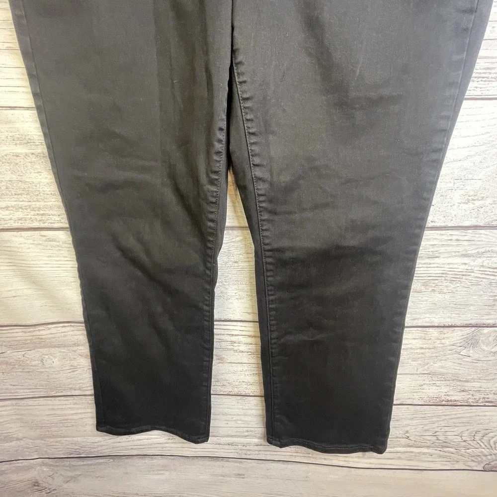 NYDJ Bailey Relaxed Jeans 14 Stretch Black Straight Leg Lift Tuck Ankle Jeans - Picture 7 of 16